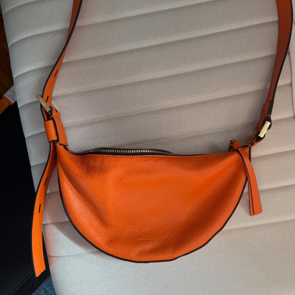 AllSaints Halfmoon Leather Crossbody Bag